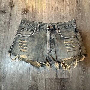 Edwin International Basic 404 Denim Jean Shorts Size 31 Distressed Festival